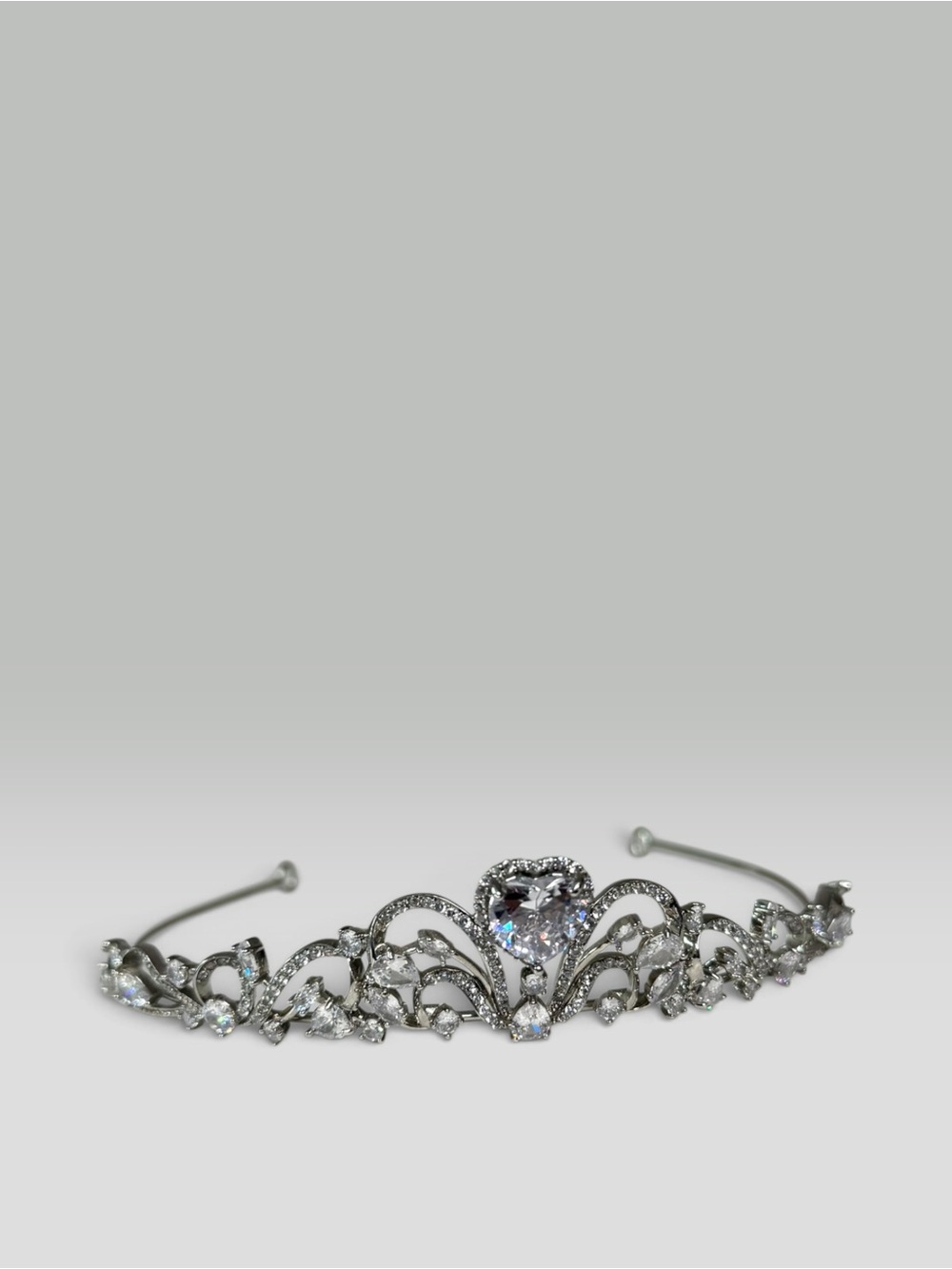 Crystal Heart Silver Tiara - Elegant Women’s Hair Accessory